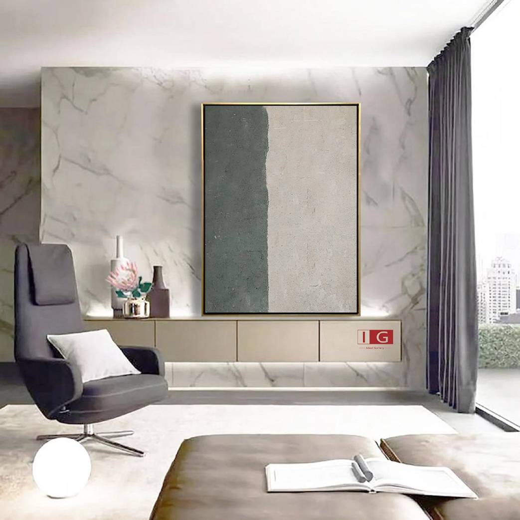 Living Original Handmade Bedroom White Minimal Abstract Canvas Artwork N306I